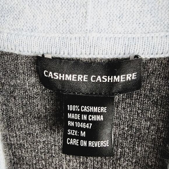 NWT Cashmere Cashmere Blue Gray Colorblock Open Knit Cardigan Sweater - Picture 6 of 8